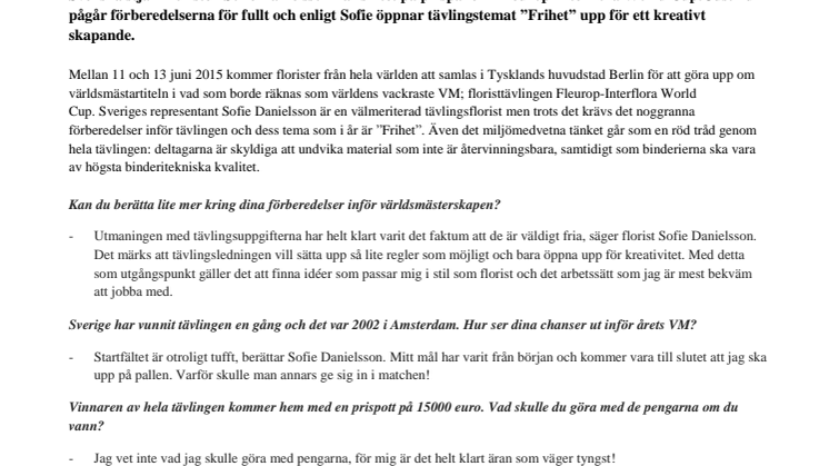 Så ska svenska floristen bli bäst i världen