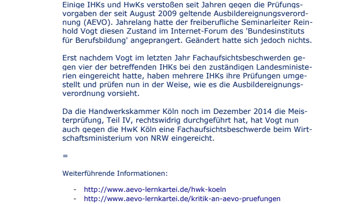 Rechtswidrige Prüfungen bei IHKs und Handwerkskammern