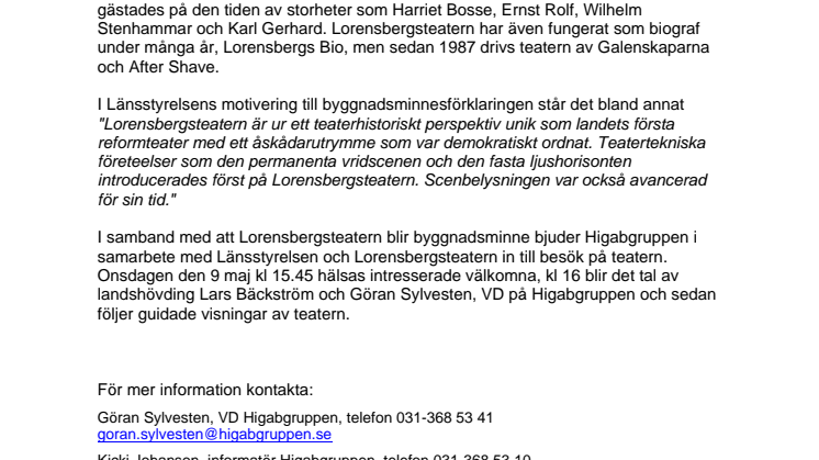 Lorensbergsteatern byggnadsminnesförklarad