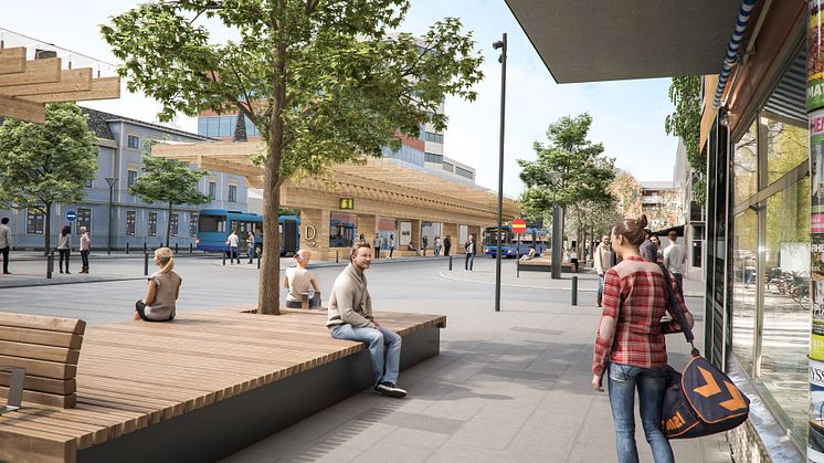 Illustration av nya Vasaplan framtagen av WSP, Wingårdh arkitekter och Trivector.