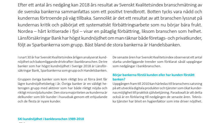 Svenskt Kvalitetsindex Bankbranschen 2018