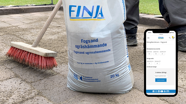 Beräkna mängden fogsand till markstensplattorna med Finja Betongs nya digitala verktyg