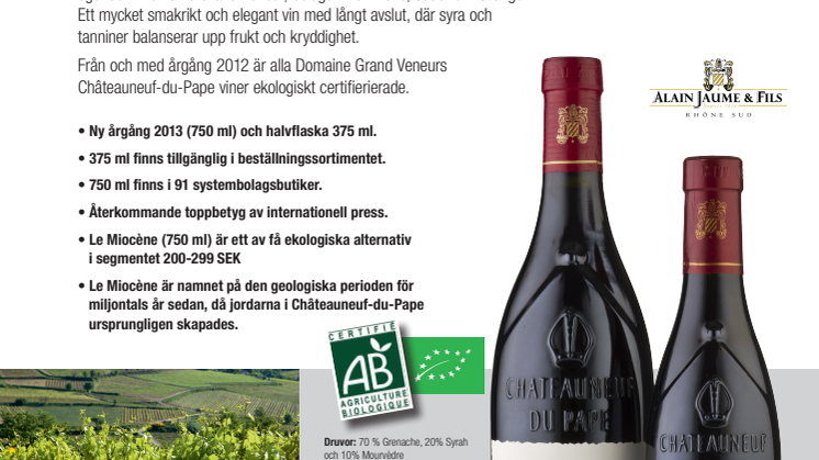 Ekologisk Châteauneuf-du-Pape nu på halvflaska!