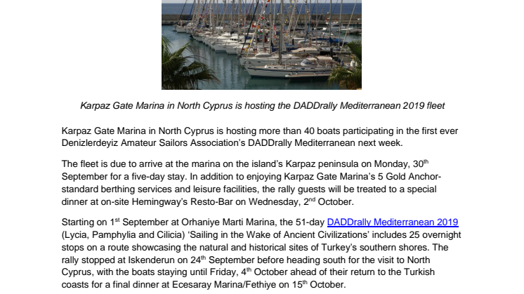 Karpaz Gate Marina Hosts First DADDrally Mediterranean