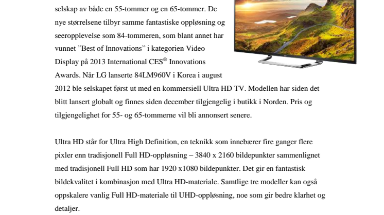 LG VISER ULTRA HD-TV I TRE ULIKE STØRRELSER PÅ CES