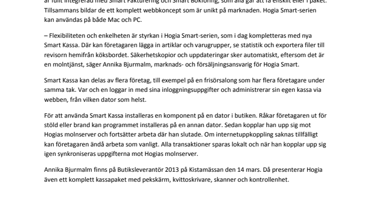 Hogia lanserar Smart Kassa – en unik molntjänst för småföretagare 