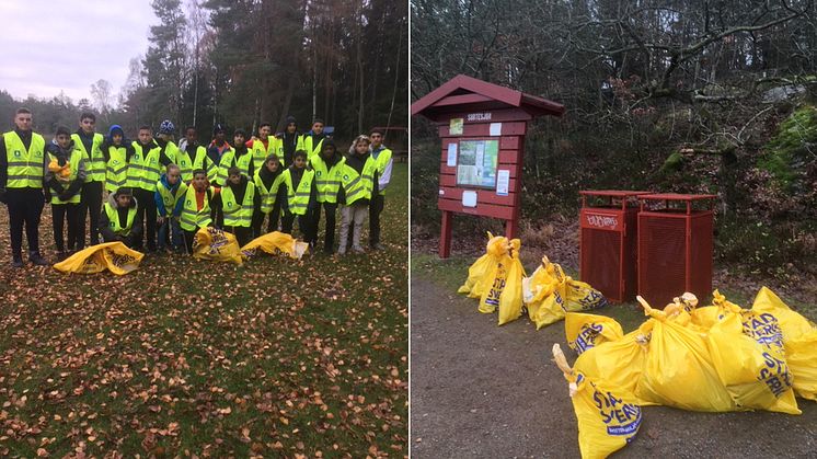 Angered MBIK:s lag P05 gjorde en välbehövlig städinsats i Vättlefjäll. Foto: Mårten Heslyk