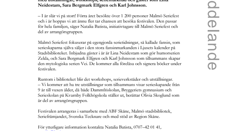 Seriefrossa när Malmö Seriefest intar Stadsbiblioteket