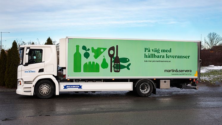 Biogasbil från KMP Kyl & Frys som distribuerar för Martin & Servera i Stockholm
