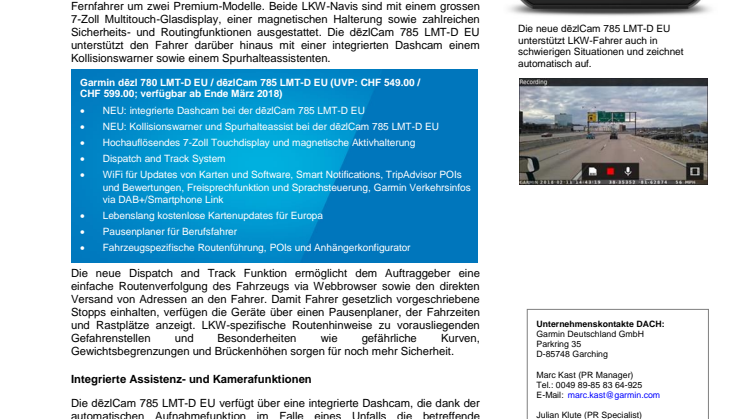 Zuverlässige LKW-Beifahrer: Garmin dēzl 780 LMT-D EU und dēzlCam 785 LMT-D EU
