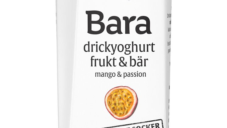 ”Skånemejerier Bara” - Sveriges enda yoghurt utan tillsatt socker eller tillsatser - kommer nu med ny smak av Mango & Passion