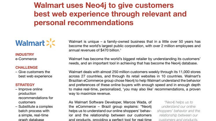 Walmart använder Neo4j för att ge kunderna personliga rekommendationer