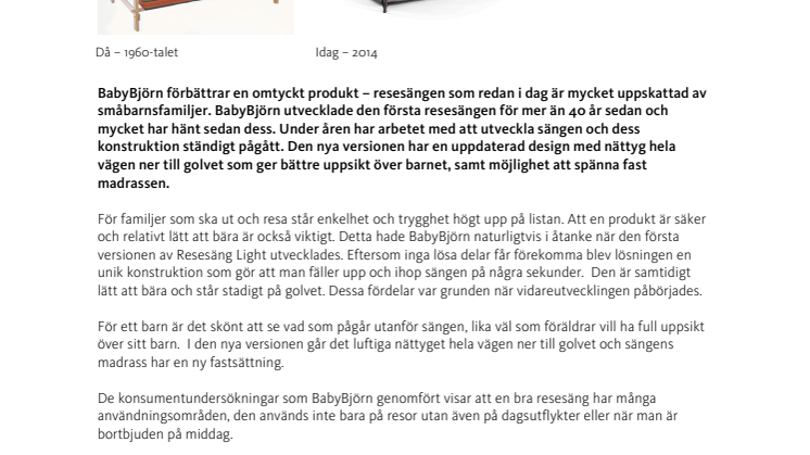 BABYBJÖRN förbättrar en omtyckt produkt – Resesäng Light
