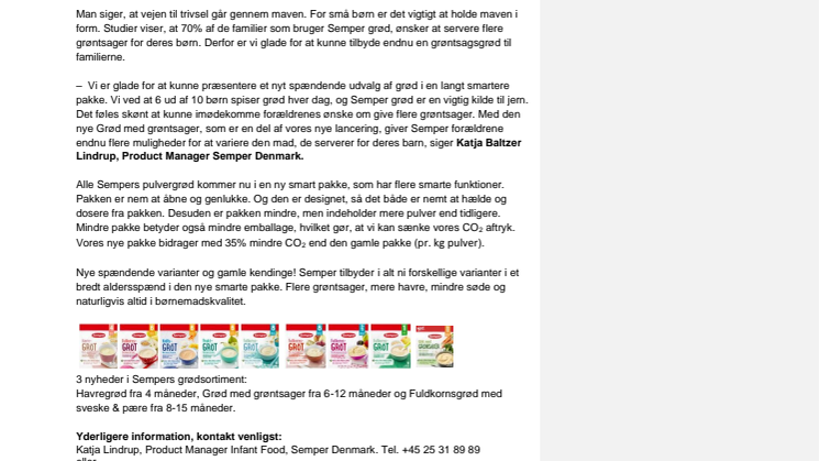 Semper lancerer nye gode grødvarianter i ny smart pakke