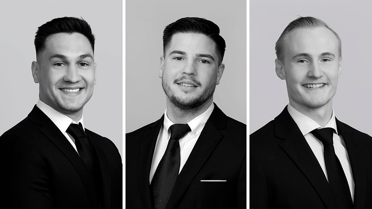 Fastighetsmäklarna Aldin Tafic, Harun Celik och Mattias Karhi 