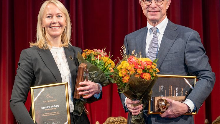 Kathrine Löfberg, ordförande i Löfbergs och Hans Stråberg, ordförande i Atlas Copco