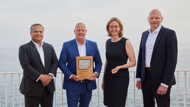 fltr: Ashwin Bhat, CCO Lufthansa Cargo AG; Carsten Trolle, President Air & Sea bei DSV; Dorothea von Boxberg, CEO; Dietmar Focke, COO both Lufthansa Cargo AG 