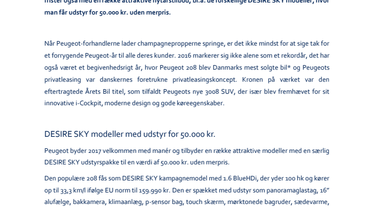 Festlig nytårskur hos Peugeot 7.-8. og 14.-15. januar