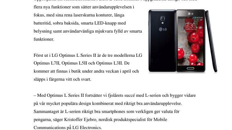 EFTERLÄNGTAD UPPFÖLJARE - NU SLÄPPS LG OPTIMUS L SERIES II I SVERIGE 