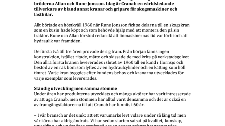 Cranab firar 60 års-jubileum under 2020
