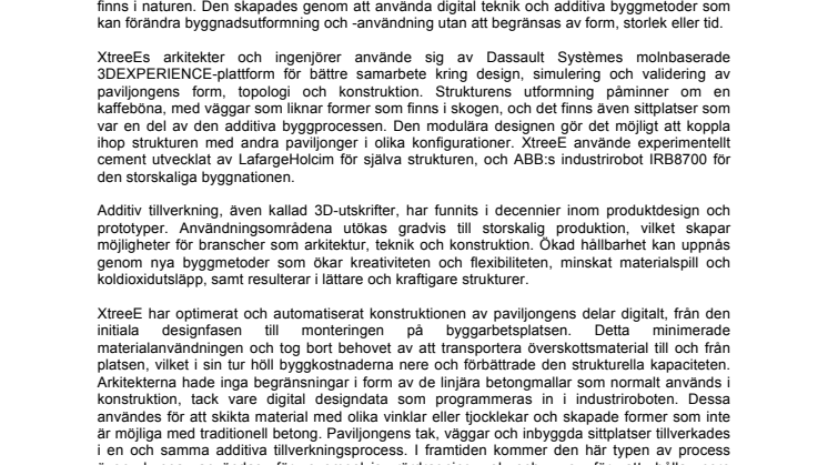 ​3D-utskriven paviljong visas upp på Dassault Systèmes huvudkontor