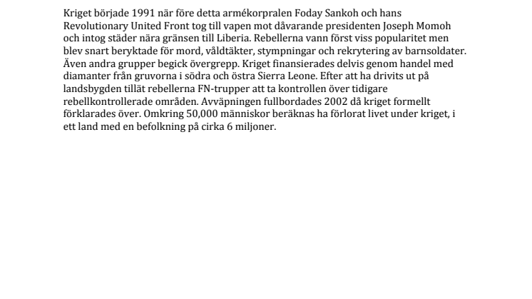 Fakta om Mats Utas och om kriget i Sierra Leone
