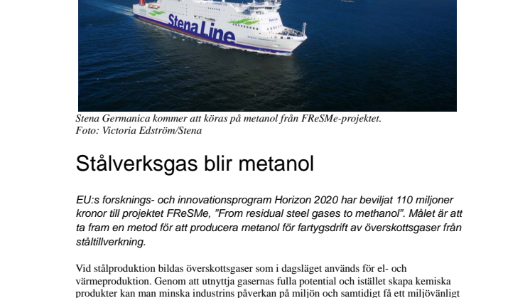 Från stålverksgas till metanol
