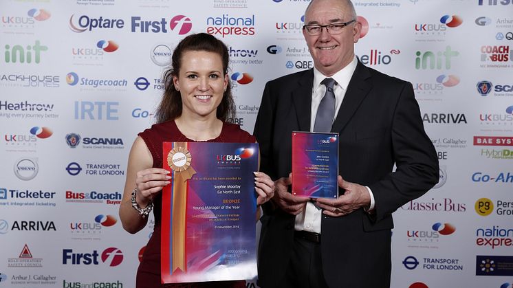 Sophie Moorby and John Gordon  at the UK Bus Awards