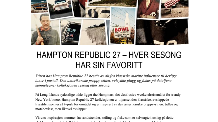 HAMPTON REPUBLIC 27 – HVER SESONG HAR SIN FAVORITT