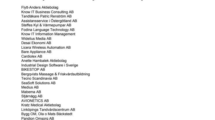 Företagen bakom Bästa Tillväxt 2010 i Linköpings kommun.