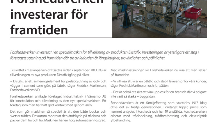 Forshedaverken investerar för framtiden