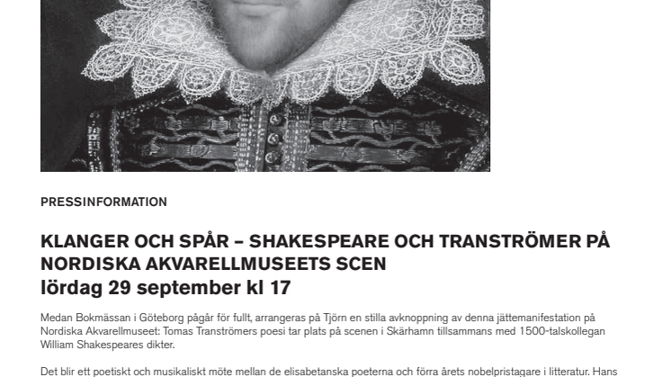 KLANGER OCH SPÅR – SHAKESPEARE OCH TRANSTRÖMER PÅ NORDISKA AKVARELLMUSEETS SCEN 