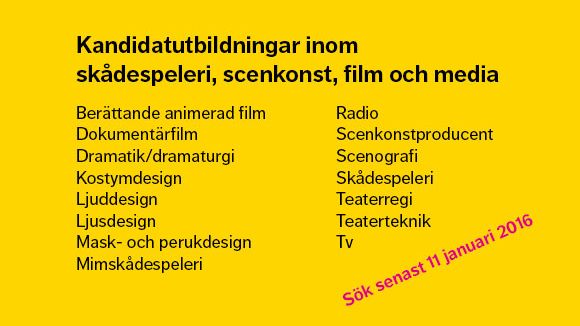 Utbildningar inom film- och media, scenkonst och skådespeleri att söka på StDH