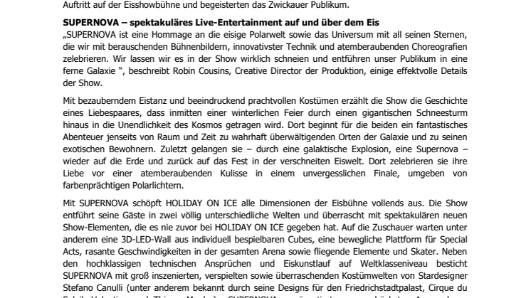 HOLIDAY ON ICE feiert erfolgreiche Premiere von SUPERNOVA in Zwickau