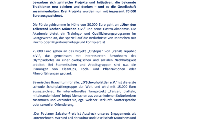 Drei TraditioNeue Projekte mit dem Paulaner Salvator-Preis ausgezeichnet