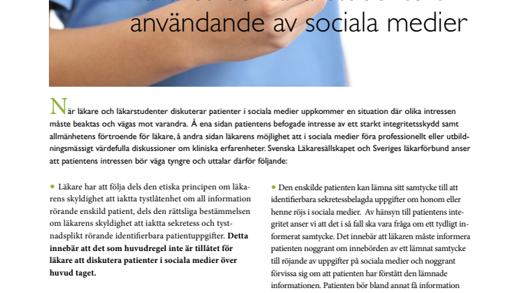 Läkare ska inte diskutera patientfall på sociala medier