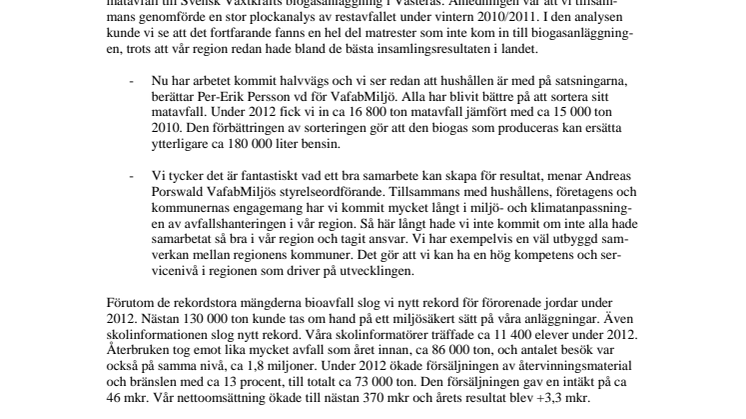 Gemensamma avfallssatsningar ersätter 180 000 liter bensin