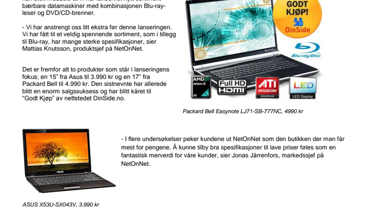 NetOnNet bryter ny prisgrense på laptop med Blu-ray!