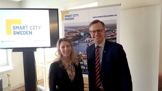 Susanne W Lindström, North Sweden Cleantech, och närings- och innovationsminister Mikael Damberg, var med på invigningen i Stockholm. 