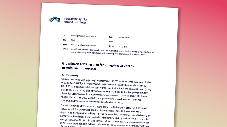 NIMs utredning til OED om oppfølgningen av Høyesteretts dom