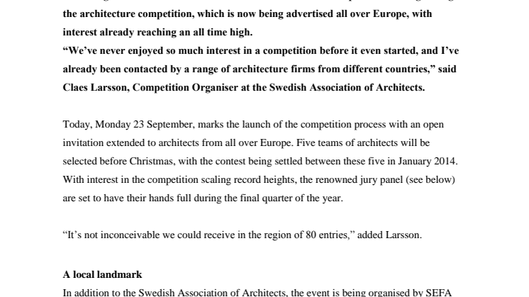 Record interest already shown in Gothenburg skyscraper competition