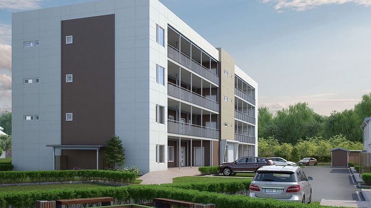 3D-illustration över Hus 2 - Brf Vikaholms Allé 5