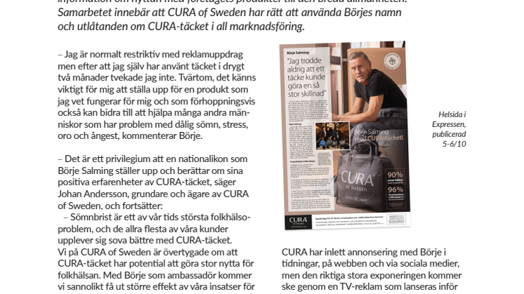 Börje Salming blir ambassadör för CURA-täcket