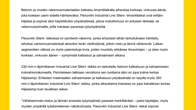 Flexovitin uudet timanttilaikat on varustettu äänen ja tärinän vaimennuksella 
