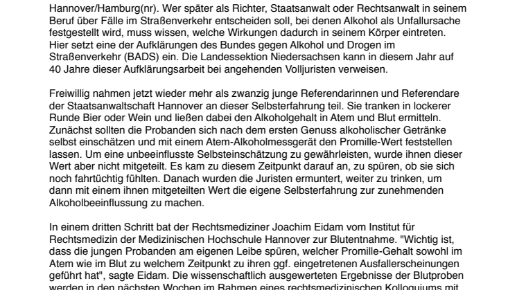 40 Jahre Selbsterfahrungs-Trinkversuch beim BADS