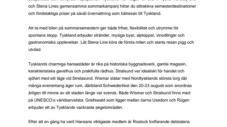 Ta bilen till Tyskland med Stena Line i sommar