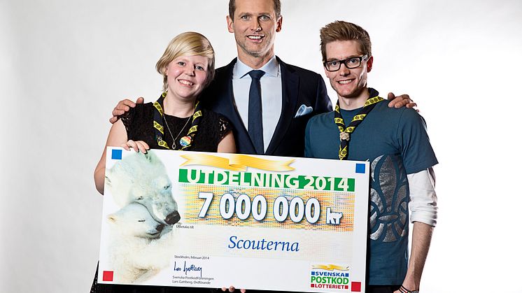 Scouterna tilldelas 7 miljoner vid Svenska PostkodLotteriets årliga utdelning
