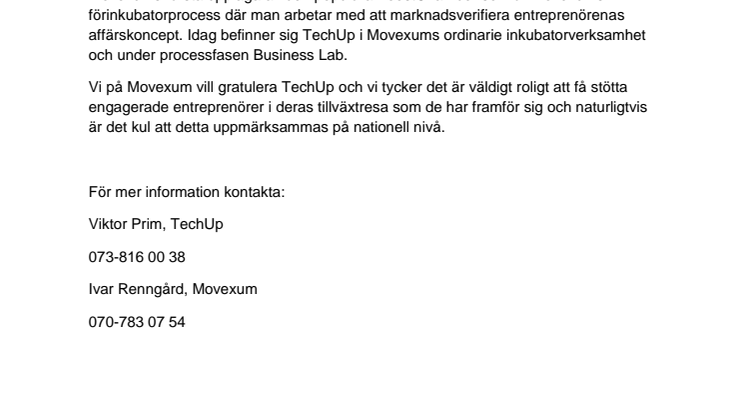 Movexumbolag vinnare av SKAPAs pris framtidens entreprenör