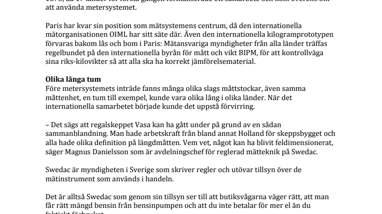 Världsmetrologidagen - värd att uppmärksamma