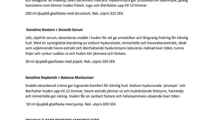 REN LÄTTNAD FÖR KÄNSLIG HUD 
